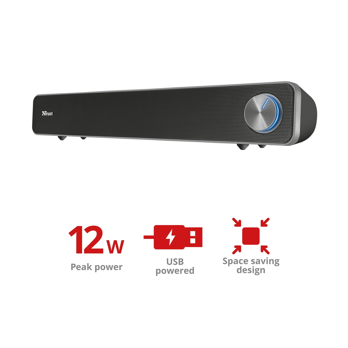 Imagen 2 de Barra de sonido Trust ARYS PC - Negro / Gris Negro / Gris