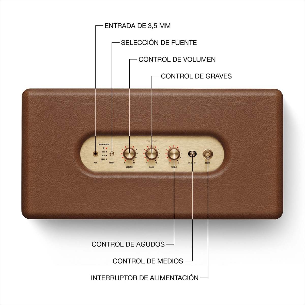 Altavoz Marshall Woburn III Bluetooth - Marrón Marrón-5