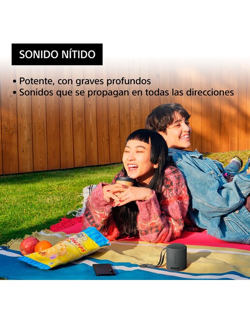 Altavoz Bluetooth portátil Sony SRS-XB100, compacto y potente, 16 horas de batería, resistente al agua y al polvo IP67. Ecológico. Negro Negro-3