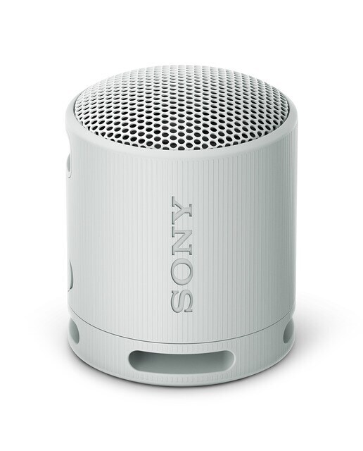 Altavoz Bluetooth portátil Sony SRS-XB100, compacto y potente, 16 horas de batería, resistente al agua y al polvo IP67. Ecológico. Gris claro
