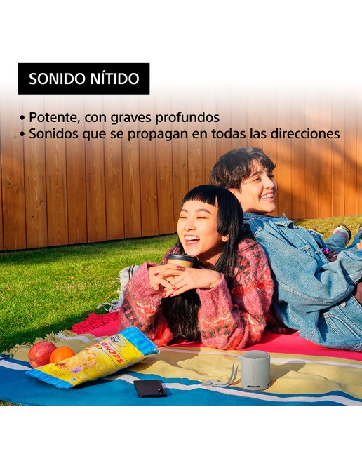 Altavoz Bluetooth portátil Sony SRS-XB100, compacto y potente, 16 horas de batería, resistente al agua y al polvo IP67. Ecológico. - Gris claro Gris claro-3