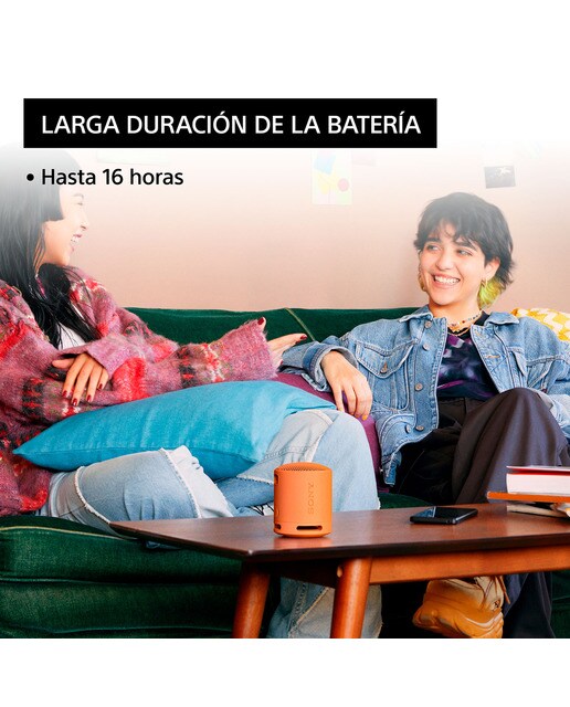 Altavoz Bluetooth portátil Sony SRS-XB100, compacto y potente, 16 horas de batería, resistente al agua y al polvo IP67. Ecológico. Naranja. - Naranja Naranja-5