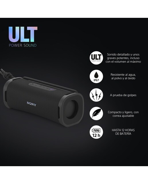 Altavoz portátil Sony ULT FIELD 1 con ULT POWER SOUND, IP67, resistente al agua, al polvo y a los golpes, 12h de batería, llamadas nítidas - Negro Negro-2