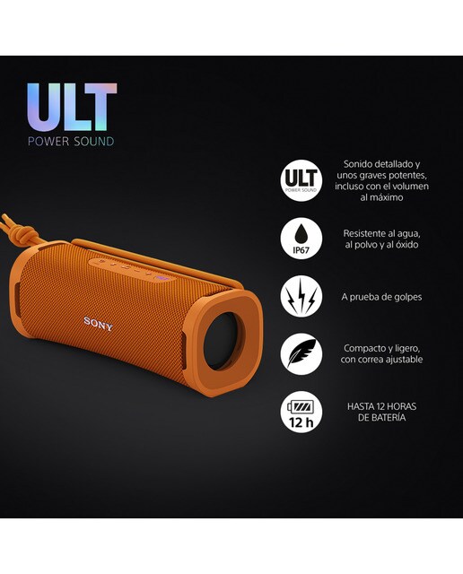 Altavoz portátil Sony ULT FIELD 1 con ULT POWER SOUND, IP67, resistente al agua, al polvo y a los golpes, 12h de batería, llamadas nítidas - Naranja Naranja-2