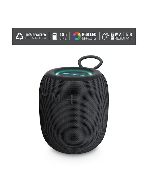 Altavoz portátil Energy Sistem Sunrise, Bluetooth 5.3, 18 horas de batería, IPX6, True Wireless, Plástico 100% reciclado y Luces LED Grafito-4