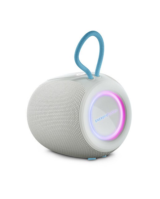 Altavoz portátil Energy Sistem Sunrise, Bluetooth 5.3, 18 horas de batería, IPX6, True Wireless, Plástico 100% reciclado y Luces LED - Blanco / Azul Blanco / Azul-3