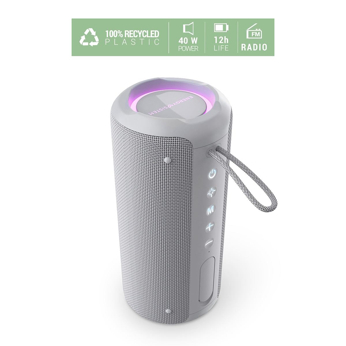 Altavoz portátil Energy Sistem Soundbliss Cloud, 40W, Bluetooth 5.4 y True Wireless Stereo. Radio FM y hasta 12h de autonomía Gris-6