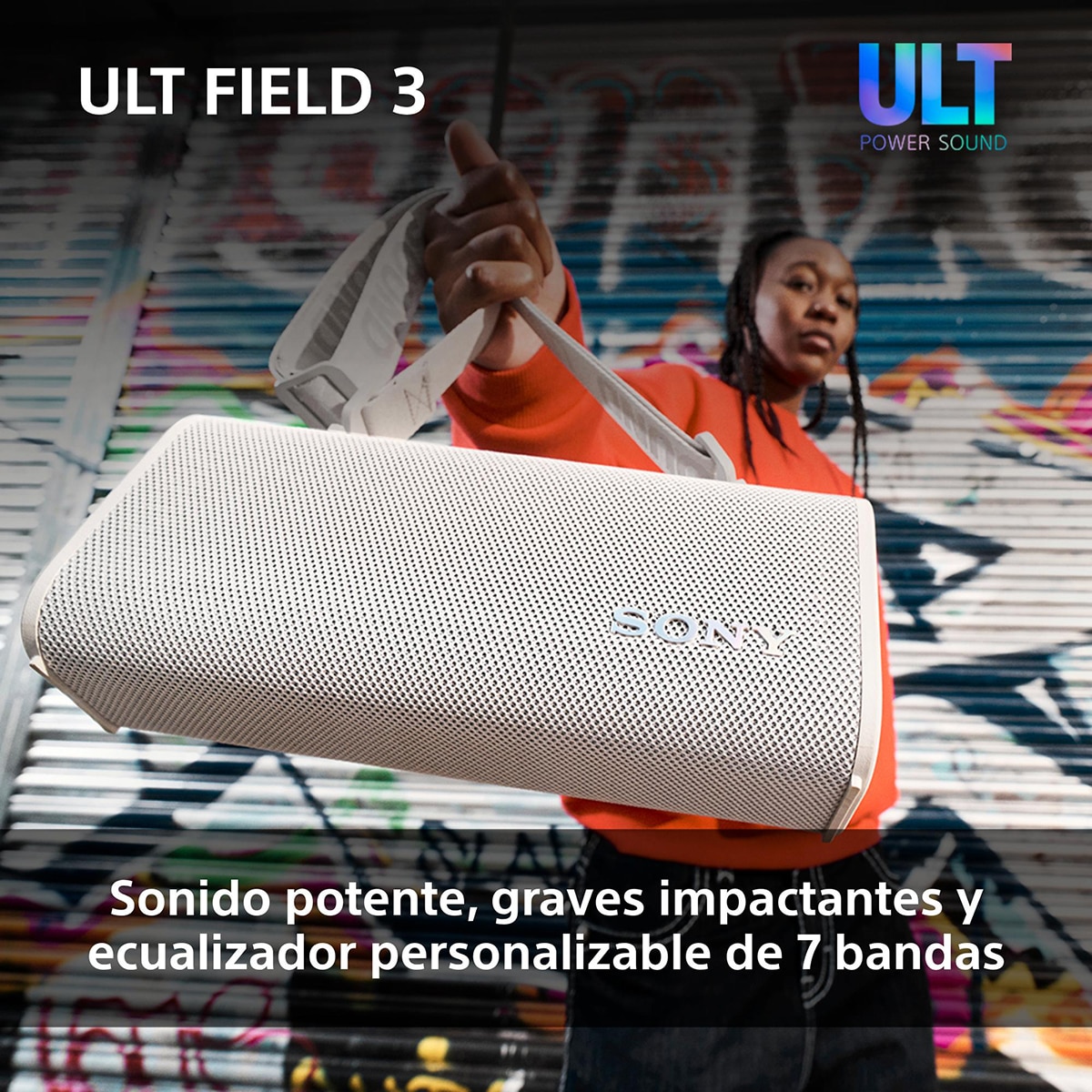 Altavoz portátil Sony ULT FIELD 3 con ULT POWER SOUND, IP 67, resistente al agua, polvo y golpes, 24 horas de batería, correa desmontable - Blanco Blanco-4