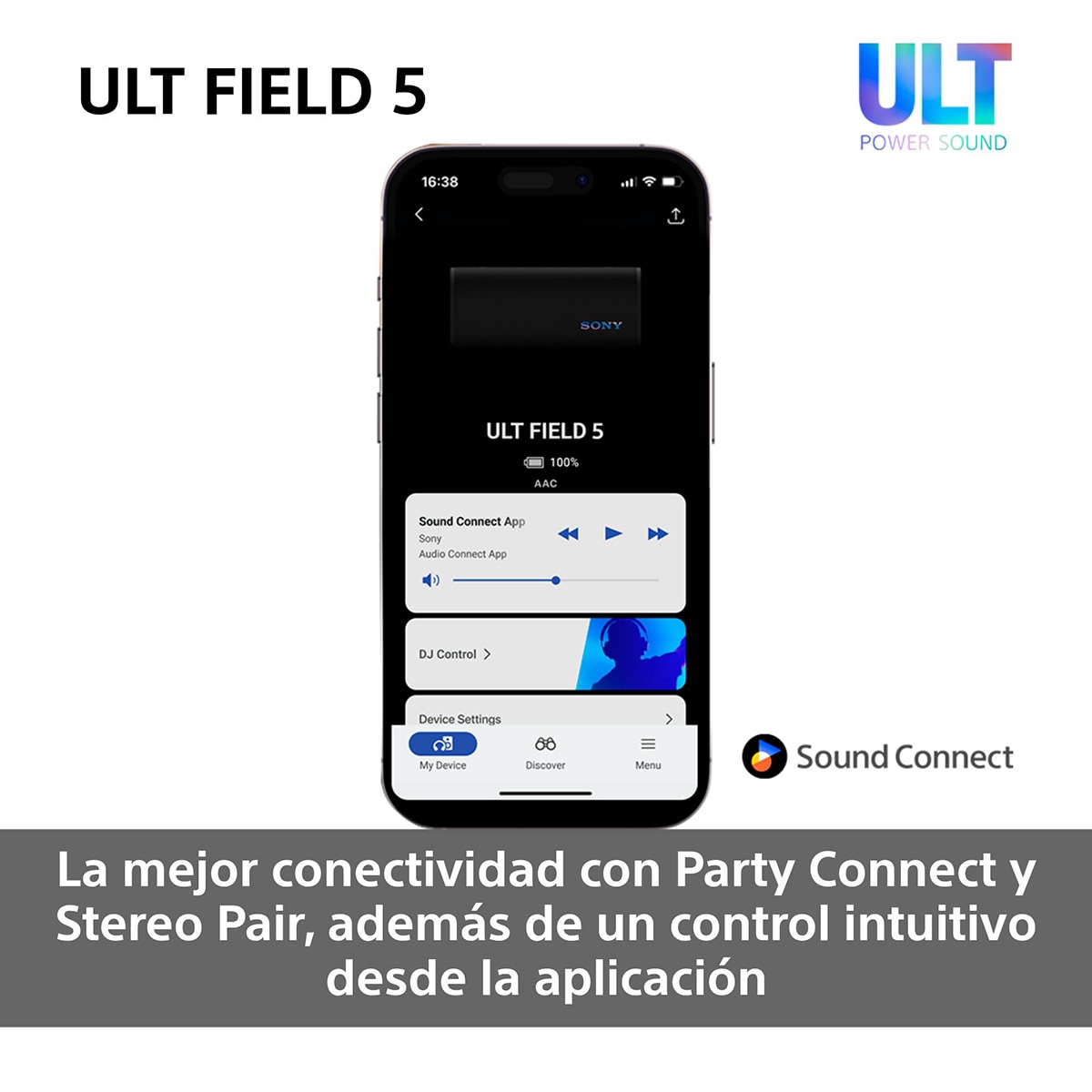 Altavoz portátil Sony ULT FIELD 5 con ULT POWER SOUND, IP67, resistente al agua, polvo y golpes, 25 horas de batería, luces 360, correa desmontable Negro-11