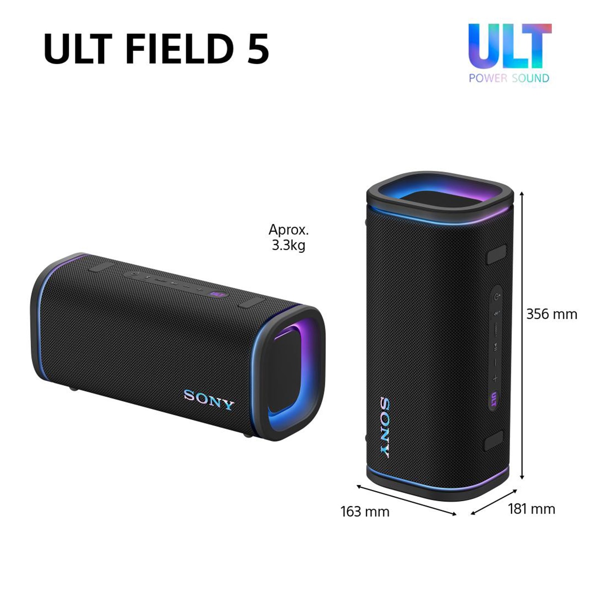 Altavoz portátil Sony ULT FIELD 5 con ULT POWER SOUND, IP67, resistente al agua, polvo y golpes, 25 horas de batería, luces 360, correa desmontable Negro-13
