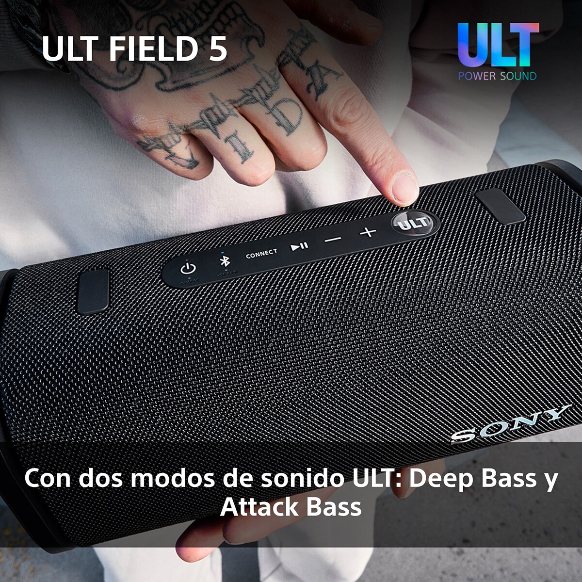 Altavoz portátil Sony ULT FIELD 5 con ULT POWER SOUND, IP67, resistente al agua, polvo y golpes, 25 horas de batería, luces 360, correa desmontable - Blanco Blanco-4