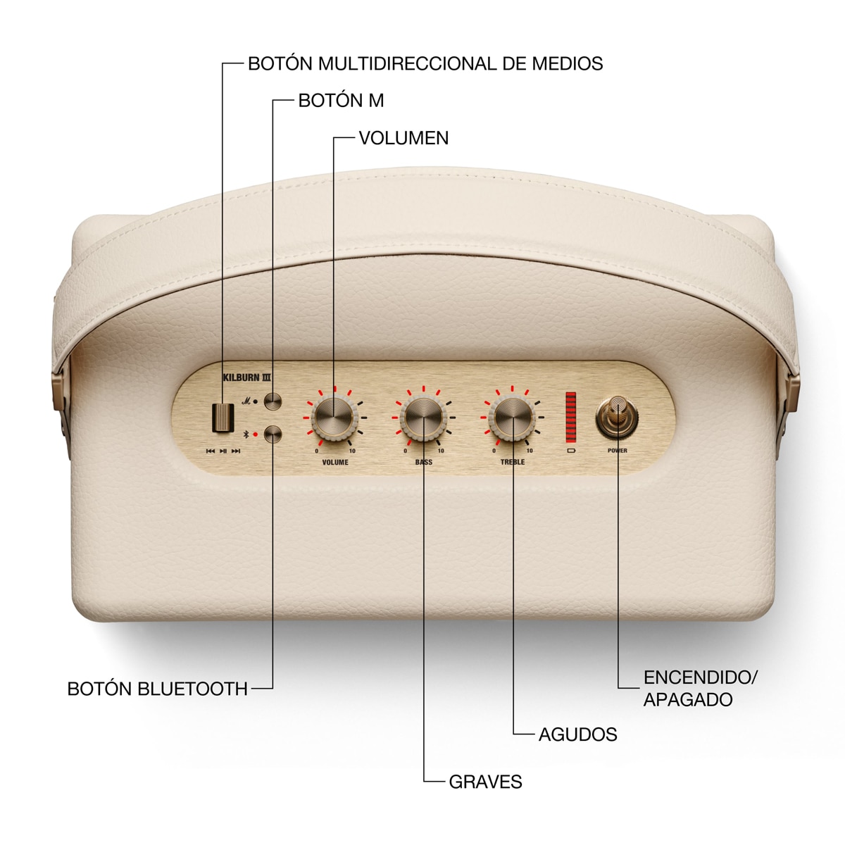 Altavoz portátil Marshall Kilburn III, Bluetooth Crema-6