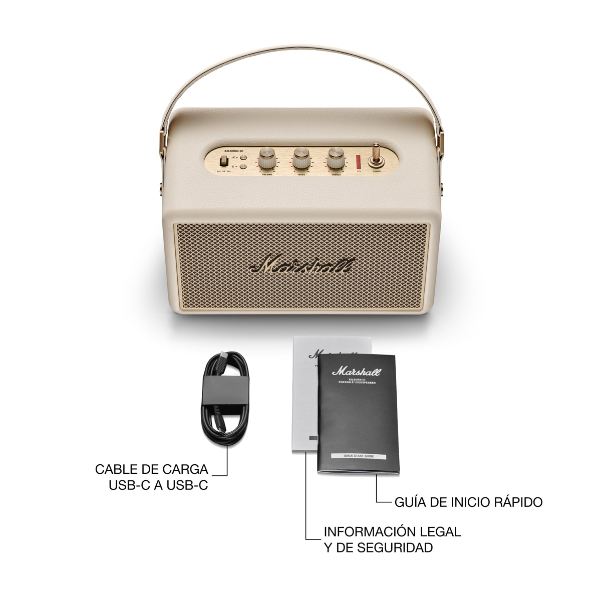 Altavoz portátil Marshall Kilburn III, Bluetooth Crema-9