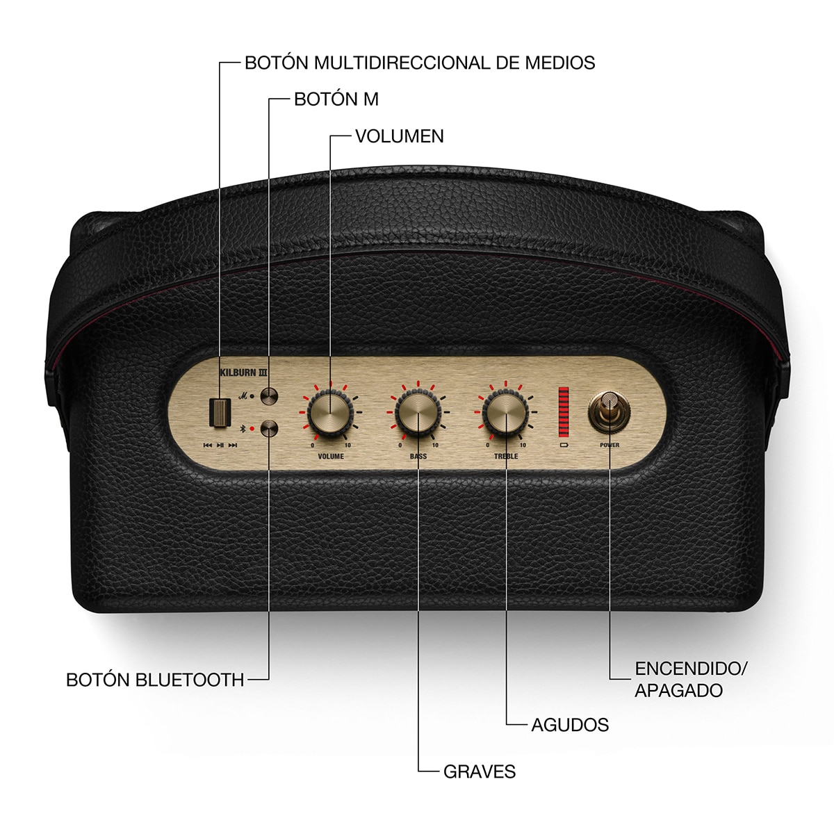 Altavoz portátil Marshall kilburn III Black and Brass, Bluetooth Negro / Bronce-6