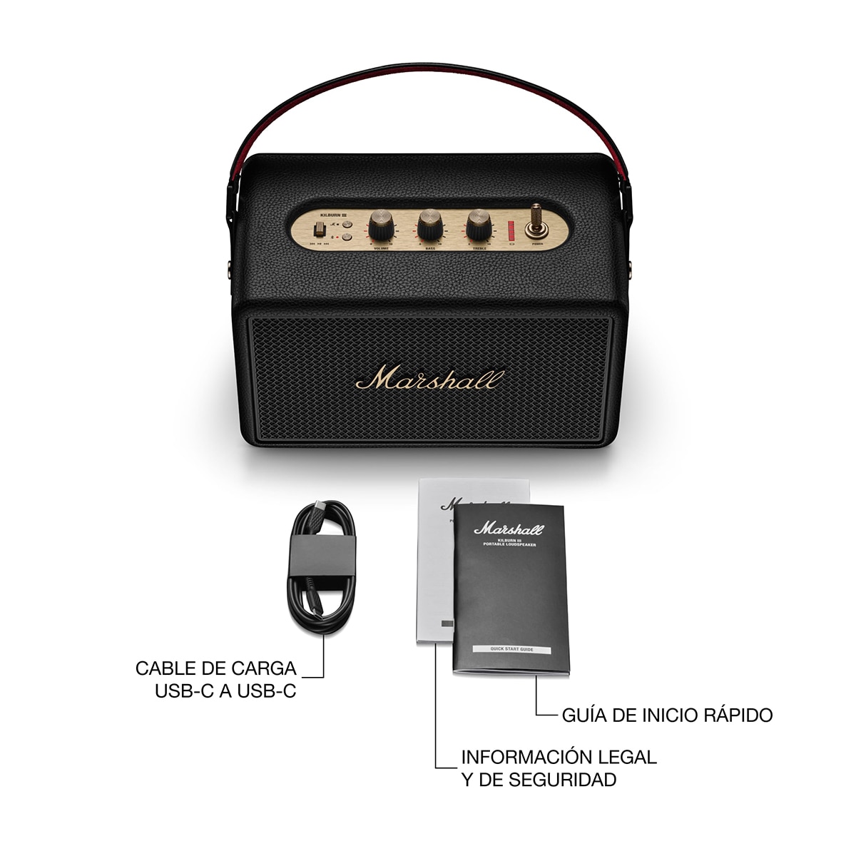 Altavoz portátil Marshall kilburn III Black and Brass, Bluetooth Negro / Bronce-9