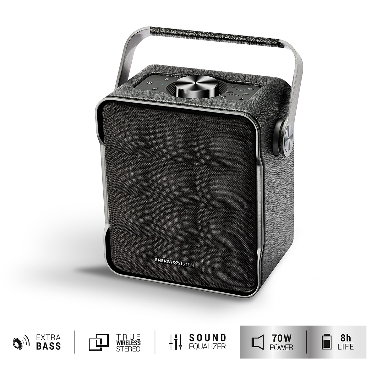 Altavoz portátil Energy Sistem Classy Essence, 70W, Bluetooth 5.4, True Wireless Stereo, Extra Bass, batería de 8h, diseño premium y asa integrada Negro-5