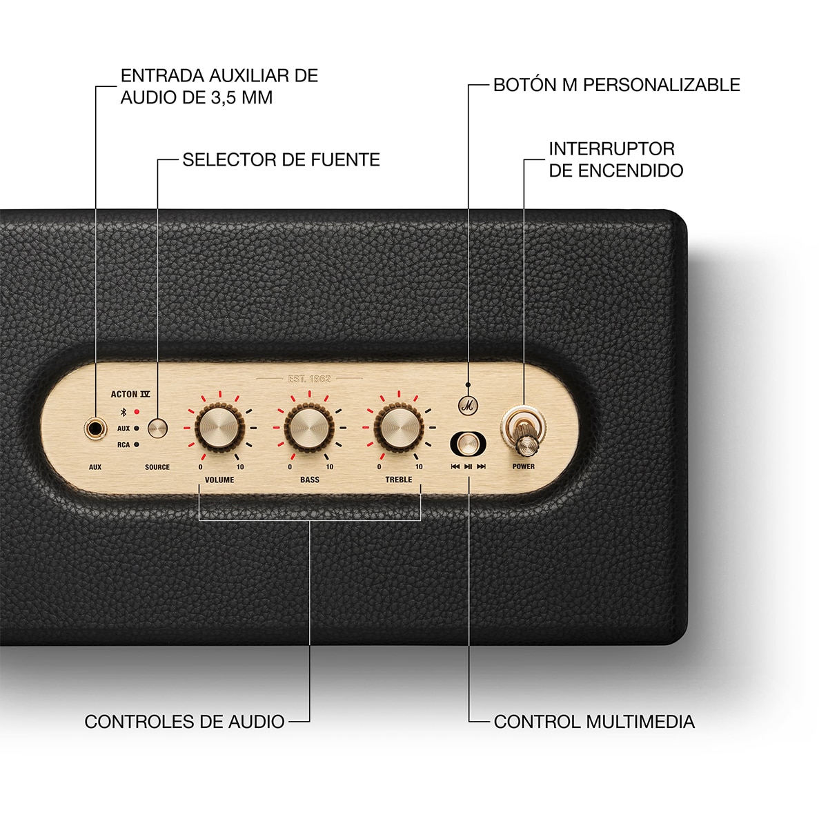 Coluna Marshall Acton IV Bluetooth 5.3 Preto-6