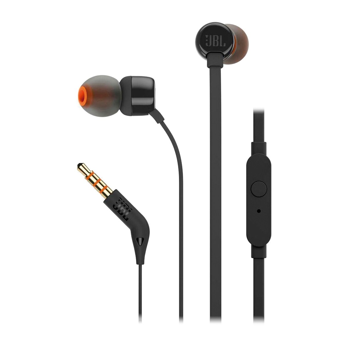 Auriculares de botón JBL T110 Negro con micrófono Negro-1