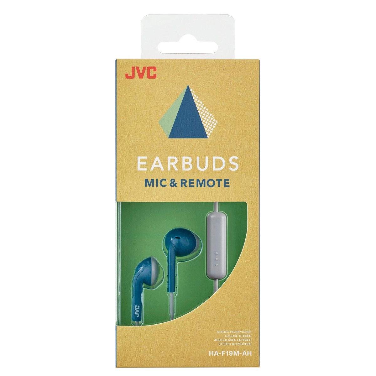 Auriculares de botón JVC HA-F19M-AH-E Azul con controlador y micrófono Azul-4