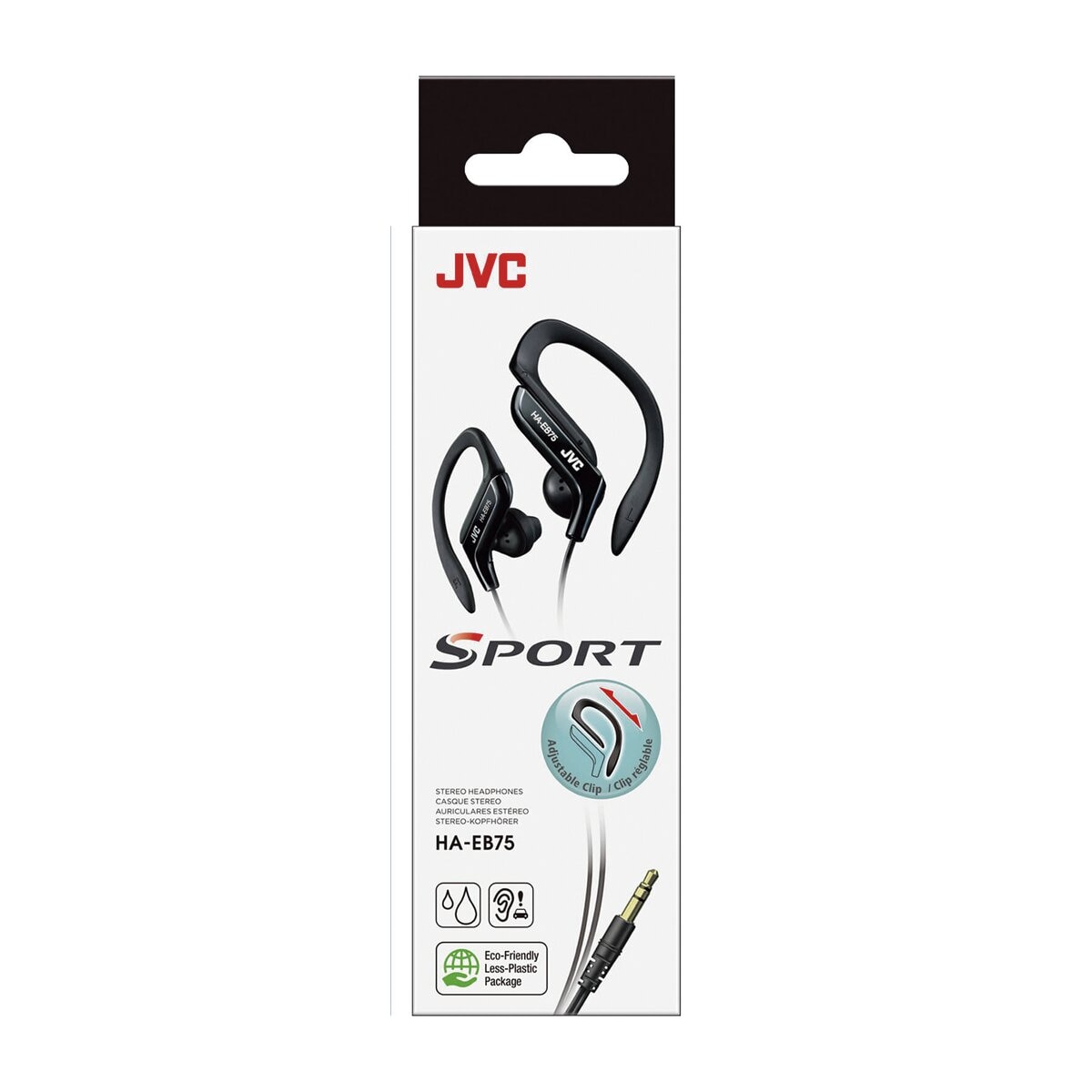Auriculares de botón deportivos JVC HA-EB75-BN-U con enganche tipo clip ajustable Negro-2