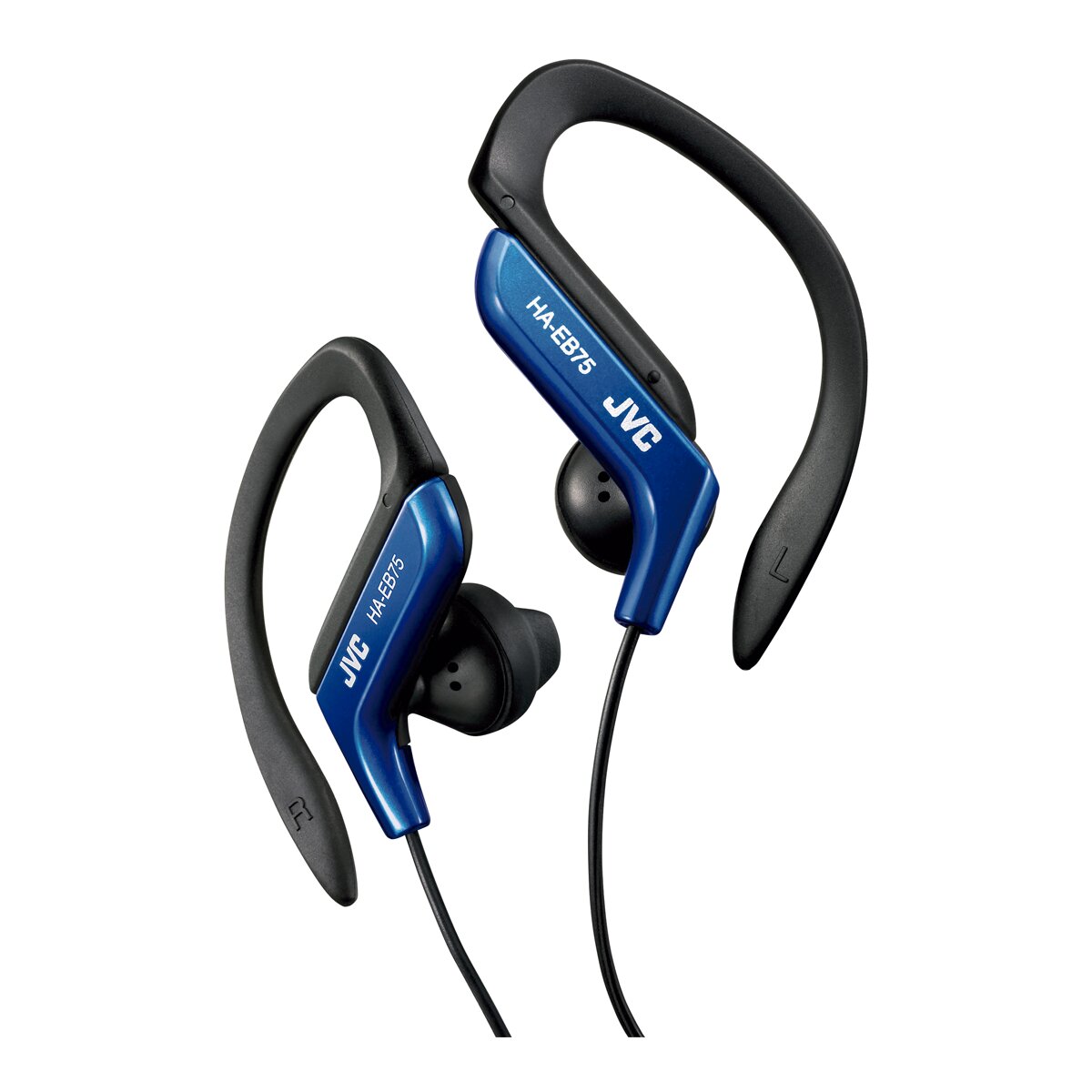 JVC - Auriculares de botón deportivos JVC HA-EB75-BN-U con enganche tipo clip ajustable.