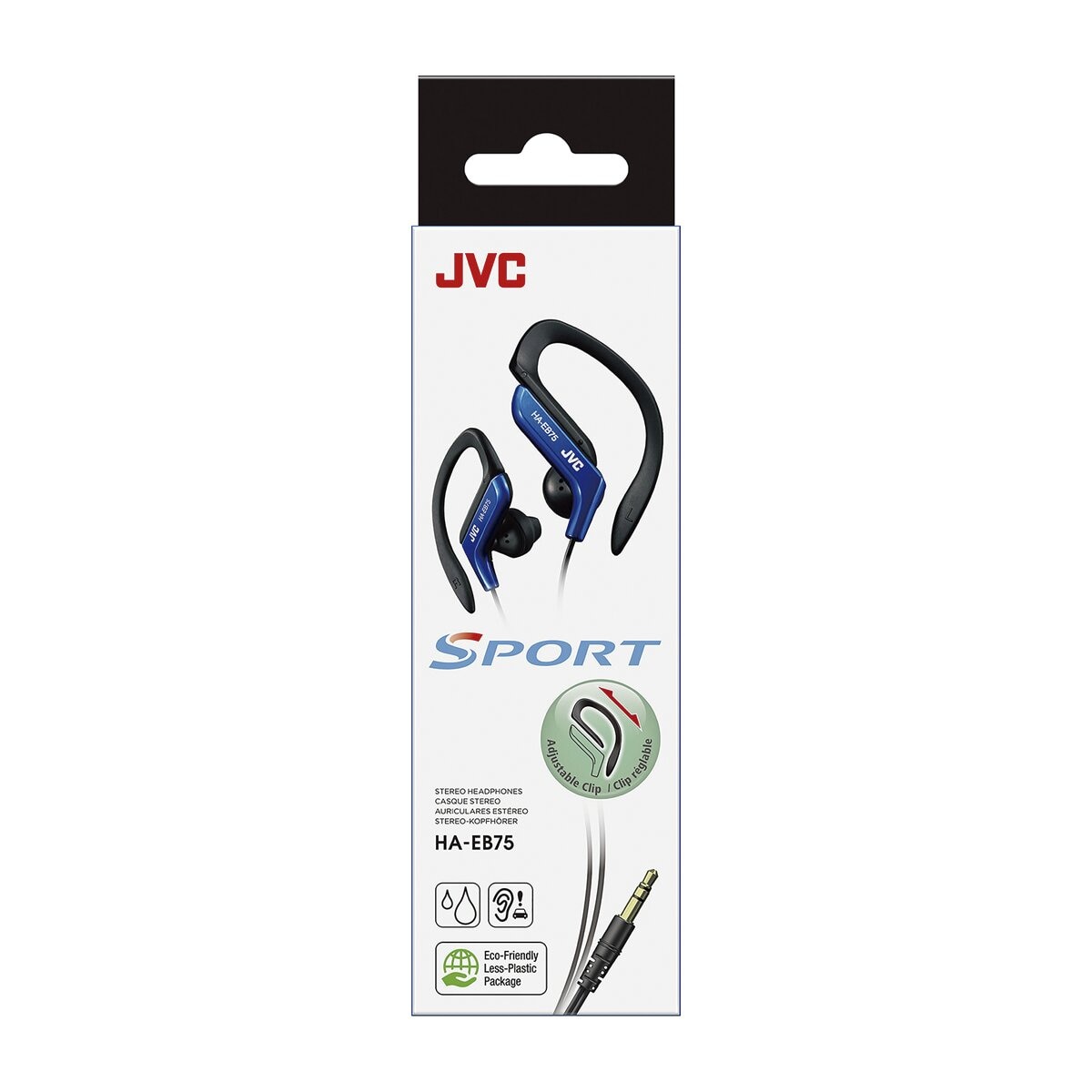Auriculares de botón deportivos JVC HA-EB75-BN-U con enganche tipo clip ajustable - Azul Azul-2
