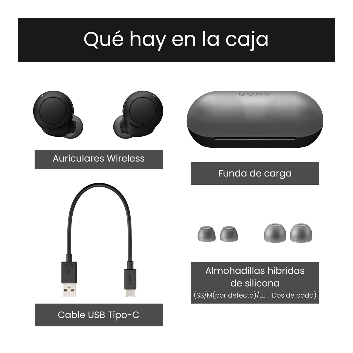 Auriculares True Wireless Sony WF-C500, Bluetooth, micrófono incorporado Negro Negro-7