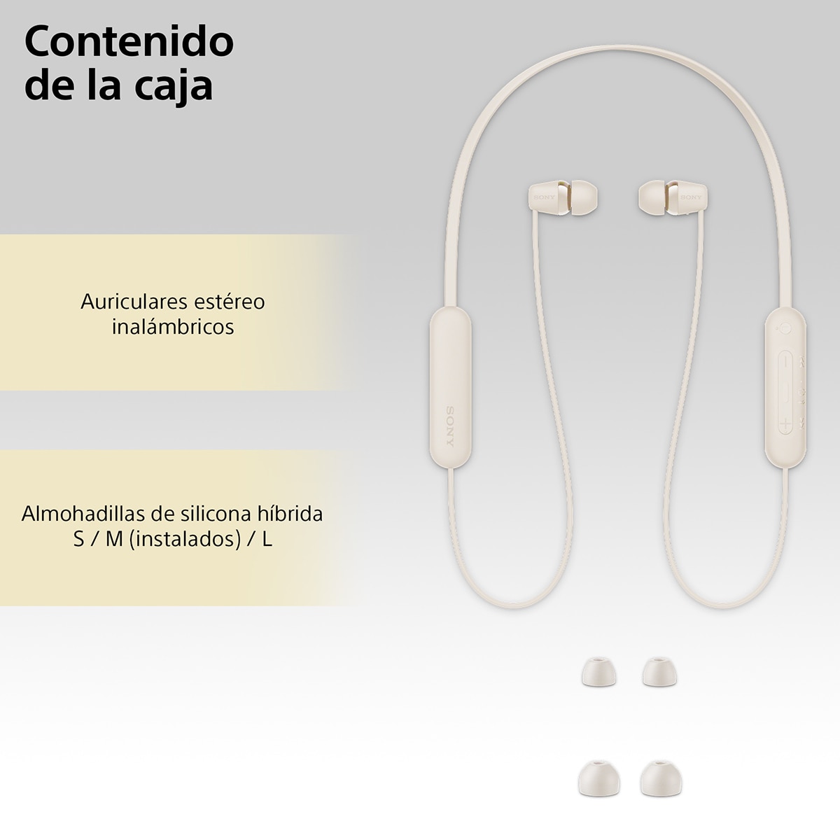 Auriculares de botón Sony WI-C100 Bluetooth con micrófono Crema-6