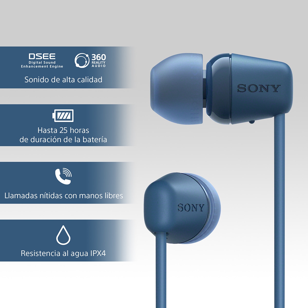 Sony WI-C100 Bluetooth con micrófono Auriculares de botón Azul-4