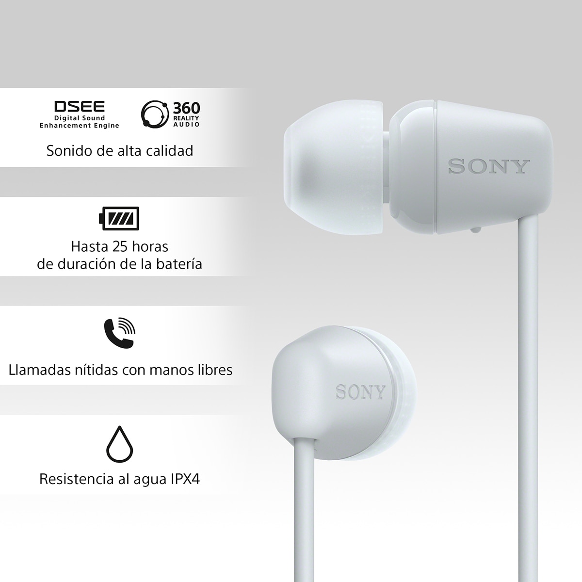 Sony WI-C100 Bluetooth con micrófono Auriculares de botón Blanco-4