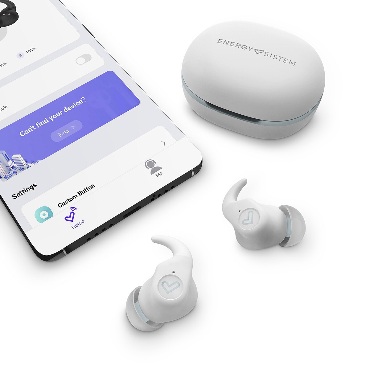 Auriculares True Wireless Energy Sistem Arena Moon, Bluetooth 5.3, IPX5, Secure-Fit y Esmart Connect App Blanco / Gris-4