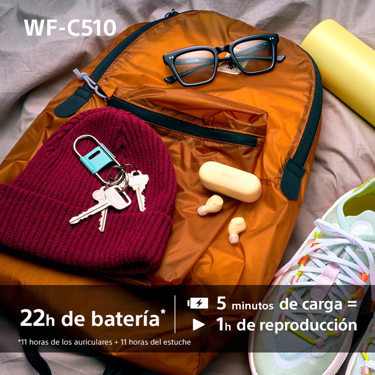 Sony WF-C510 Bluetooth multipunto, hasta 22 horas de batería, Auriculares modo sonido ambiente, IPX4 - Blanco Blanco-7