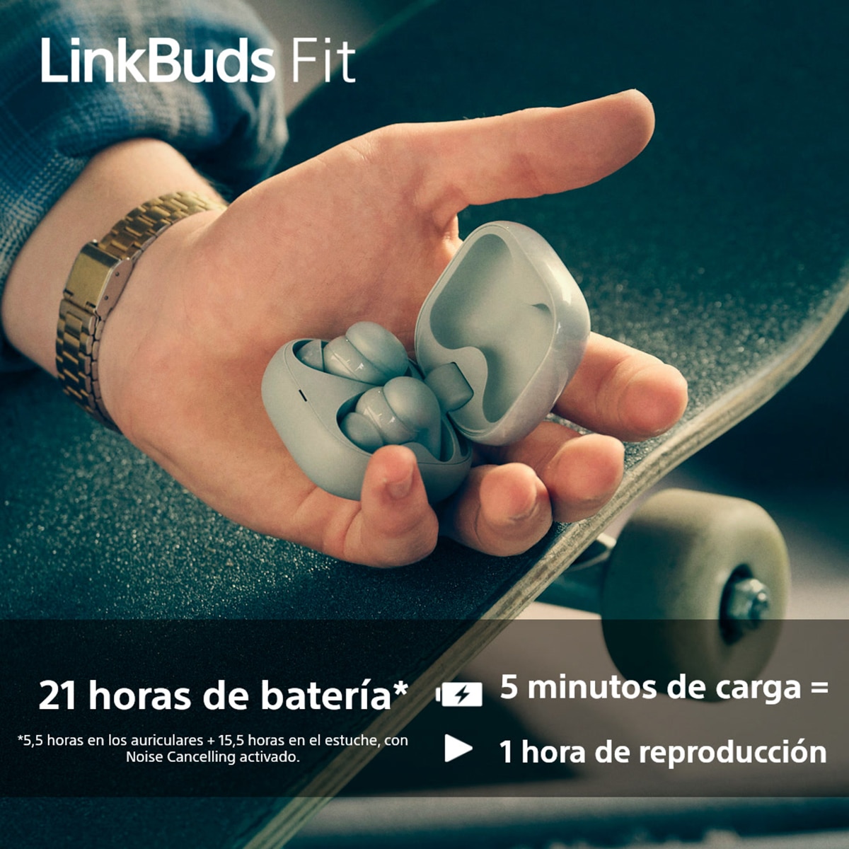 Sony LinkBuds Fit Inalámbricos, Auriculares Cancelación de ruido, IPX4, Hi-Res Audio, 21h batería, conexión multipunto, iOS, Android y PC Blanco-8
