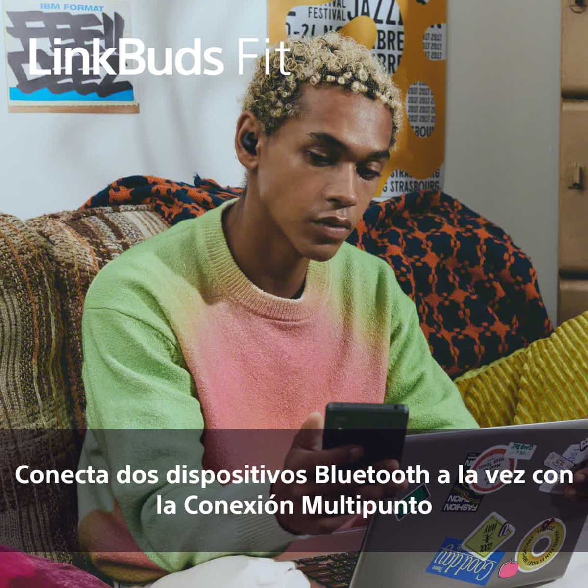 Sony LinkBuds Fit Inalámbricos, Auriculares Cancelación de ruido, IPX4, Hi-Res Audio, 21h batería, conexión multipunto, iOS, Android y PC Blanco-9