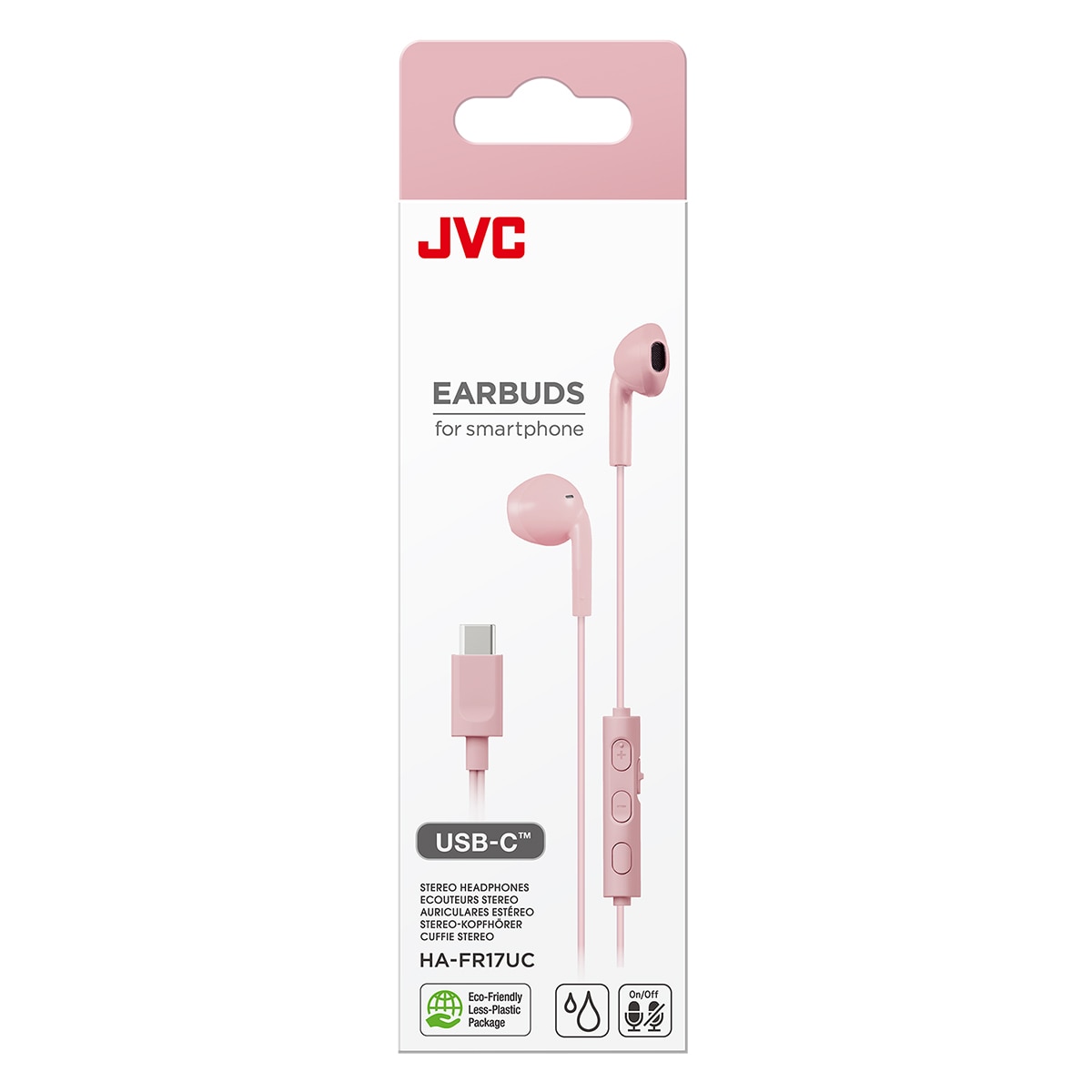 Auriculares de botón JVC HA-FR17UC con cable con mando a distancia - Rosa Rosa-2