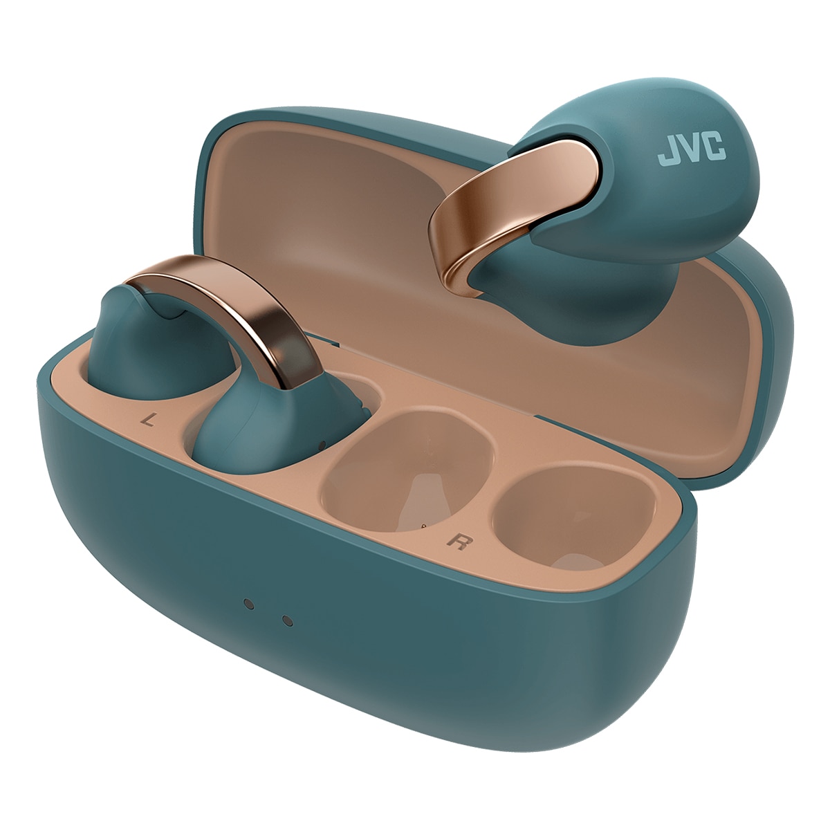 Auriculares abiertos Nearphones JVC HA-NP1T, tipo "piercing" inspirados en una joya Azul-6