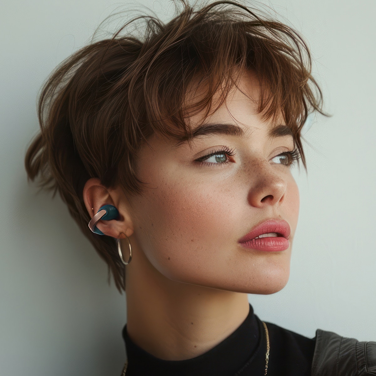 Auriculares abiertos Nearphones JVC HA-NP1T, tipo "piercing" inspirados en una joya Azul-8