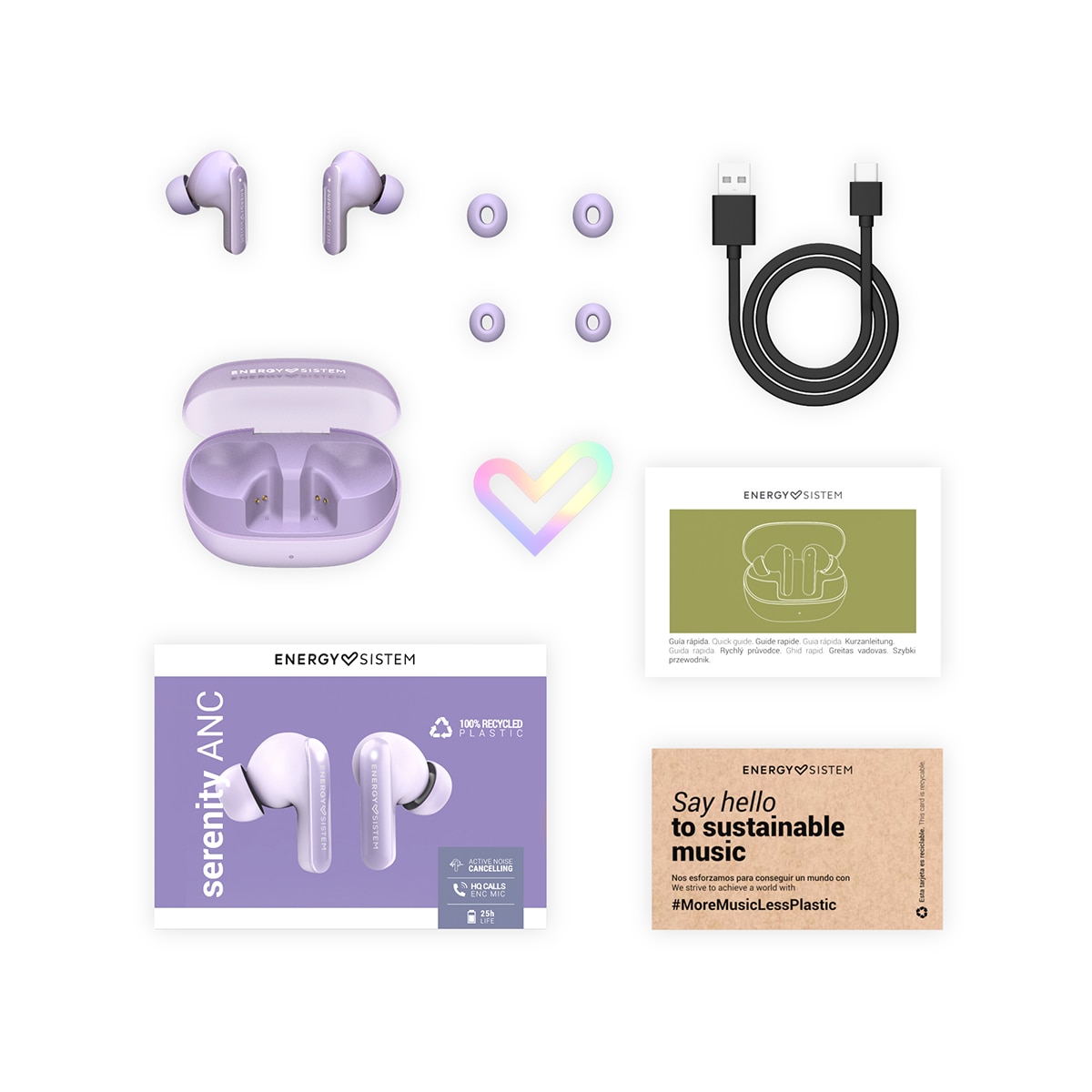 Auriculares True Wireless Energy Sistem Serenity, ANC, Bluetooth 5.3, IPX 4 Violeta-4