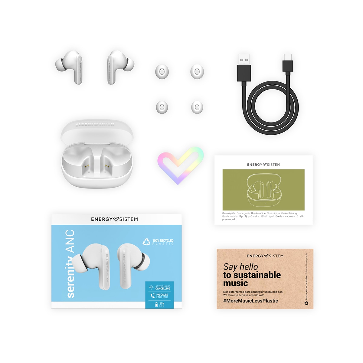 Auriculares True Wireless Energy Sistem Serenity, ANC, Bluetooth 5.3, IPX 4 - Blanco Blanco-4