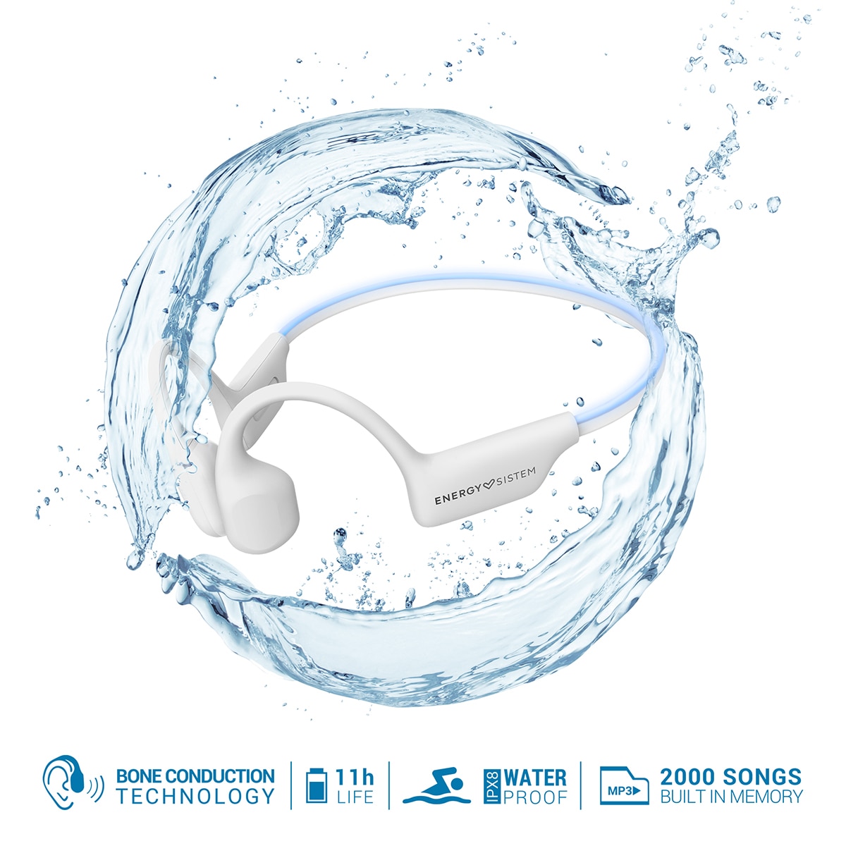 Auriculares Deportivos Energy Sistem Aquasport, conducción osea, MP3, Bluetooth 5.4, IPX8, blanco Blanco-2