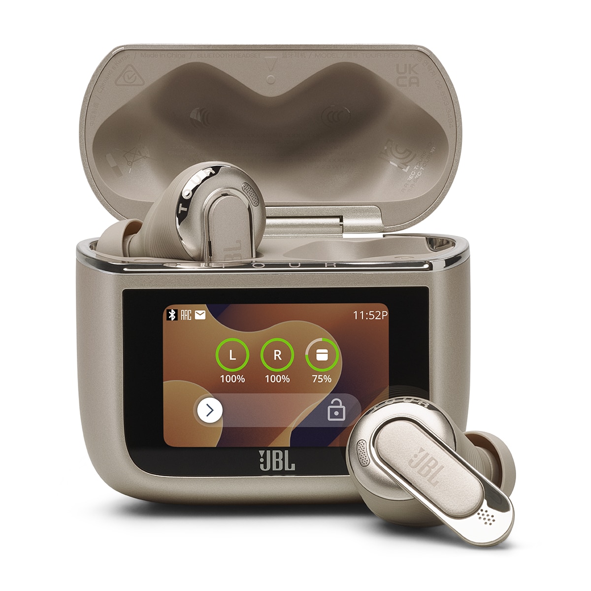 Auriculares True Wireless JBL Tour Pro 3 con cancelación de ruido y funda de carga inteligente Smart Charging Case - Latte Latte-2