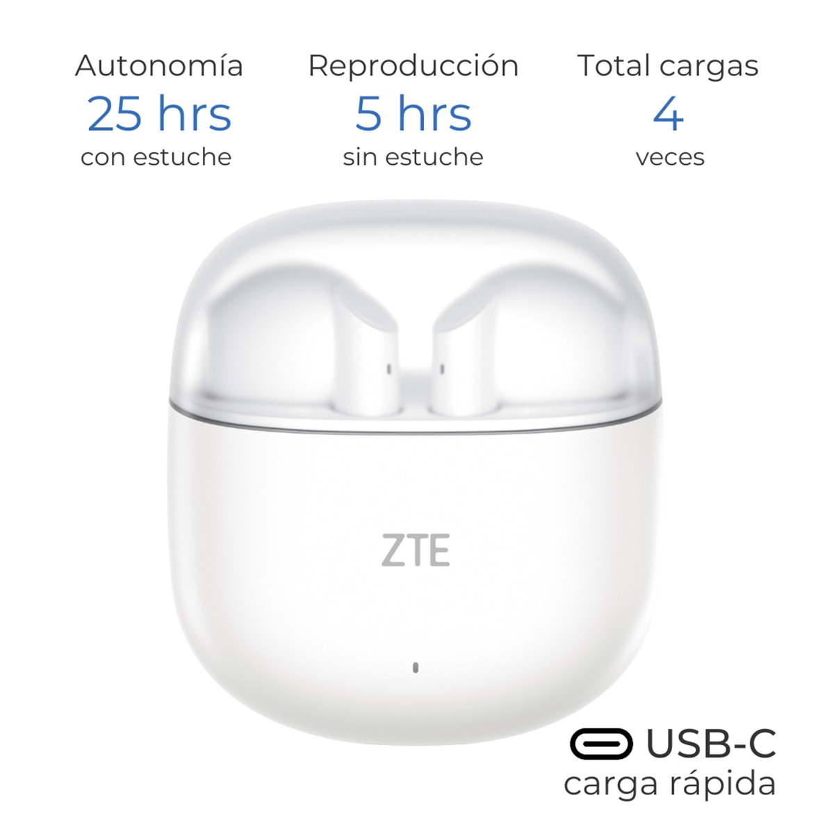 Auriculares True Wireless ZTE Buds 2 - Blanco Blanco-3