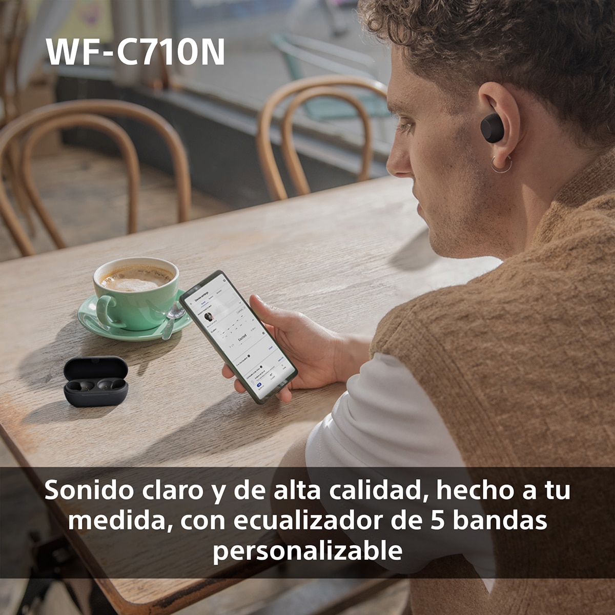 Sony WF-C710N Auriculares Inalámbricos, Cancelación de ruido, táctiles, Multipunto, IPX4, 40h. de batería, iOS, Android y PC - Negro Negro-5