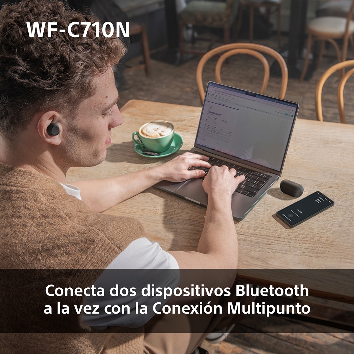 Sony WF-C710N Auriculares Inalámbricos, Cancelación de ruido, táctiles, Multipunto, IPX4, 40h. de batería, iOS, Android y PC - Negro Negro-9