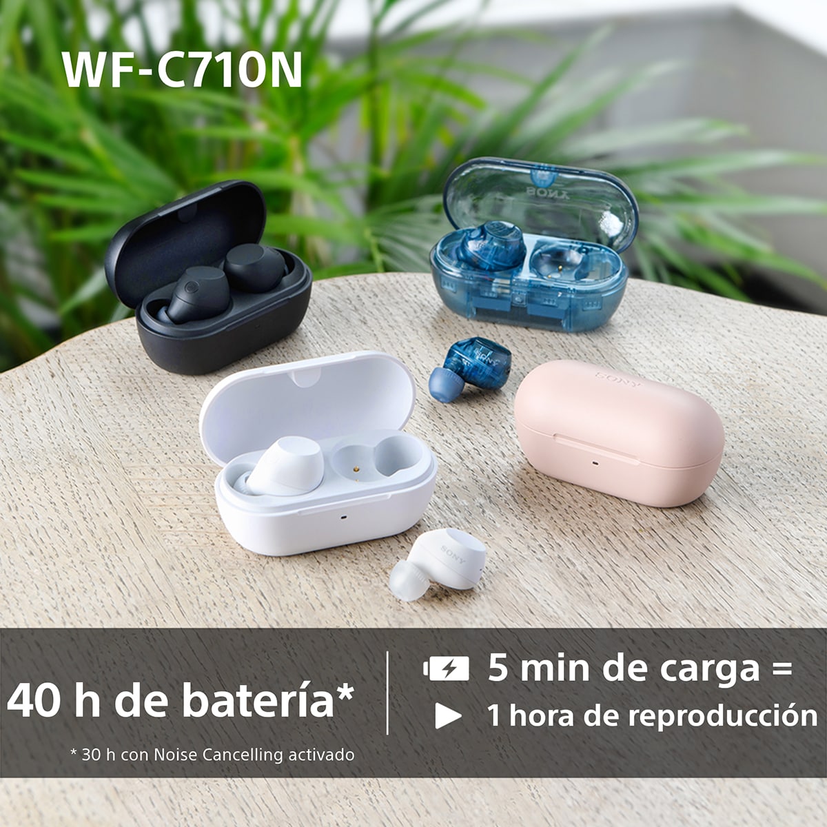 Sony WF-C710N Auriculares Inalámbricos, Cancelación de ruido, táctiles, Multipunto, IPX4, 40h. de batería, iOS, Android y PC Azul-7