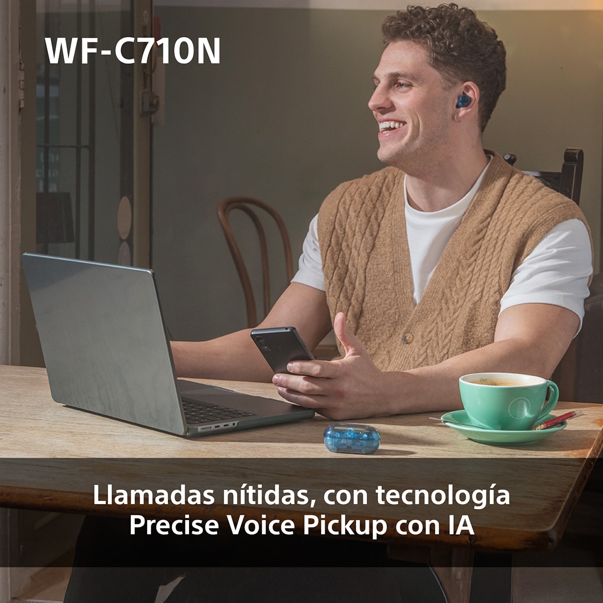 Sony WF-C710N Auriculares Inalámbricos, Cancelación de ruido, táctiles, Multipunto, IPX4, 40h. de batería, iOS, Android y PC Azul-8