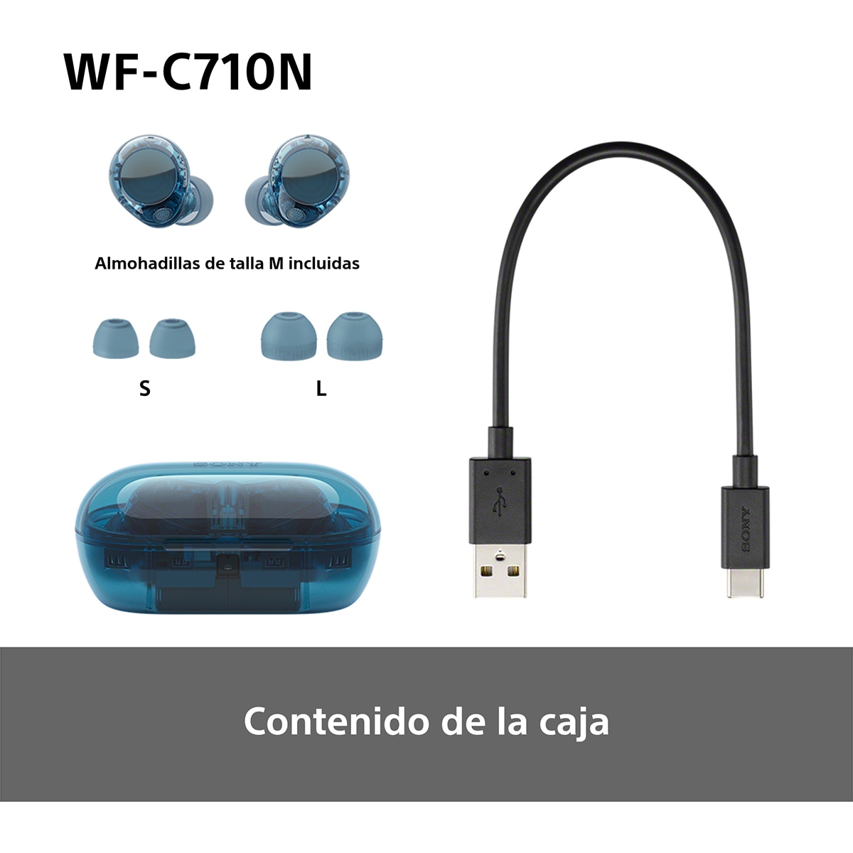 Sony WF-C710N Auriculares Inalámbricos, Cancelación de ruido, táctiles, Multipunto, IPX4, 40h. de batería, iOS, Android y PC Azul-12