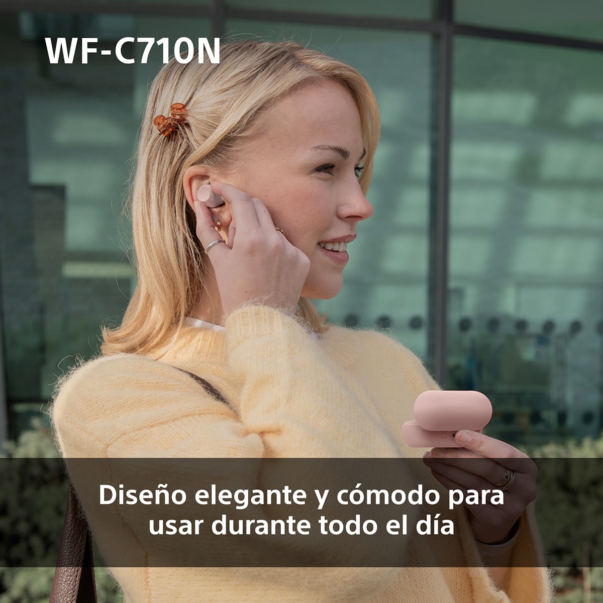 Sony WF-C710N Auriculares Inalámbricos, Cancelación de ruido, táctiles, Multipunto, IPX4, 40h. de batería, iOS, Android y PC - Rosa Rosa-7