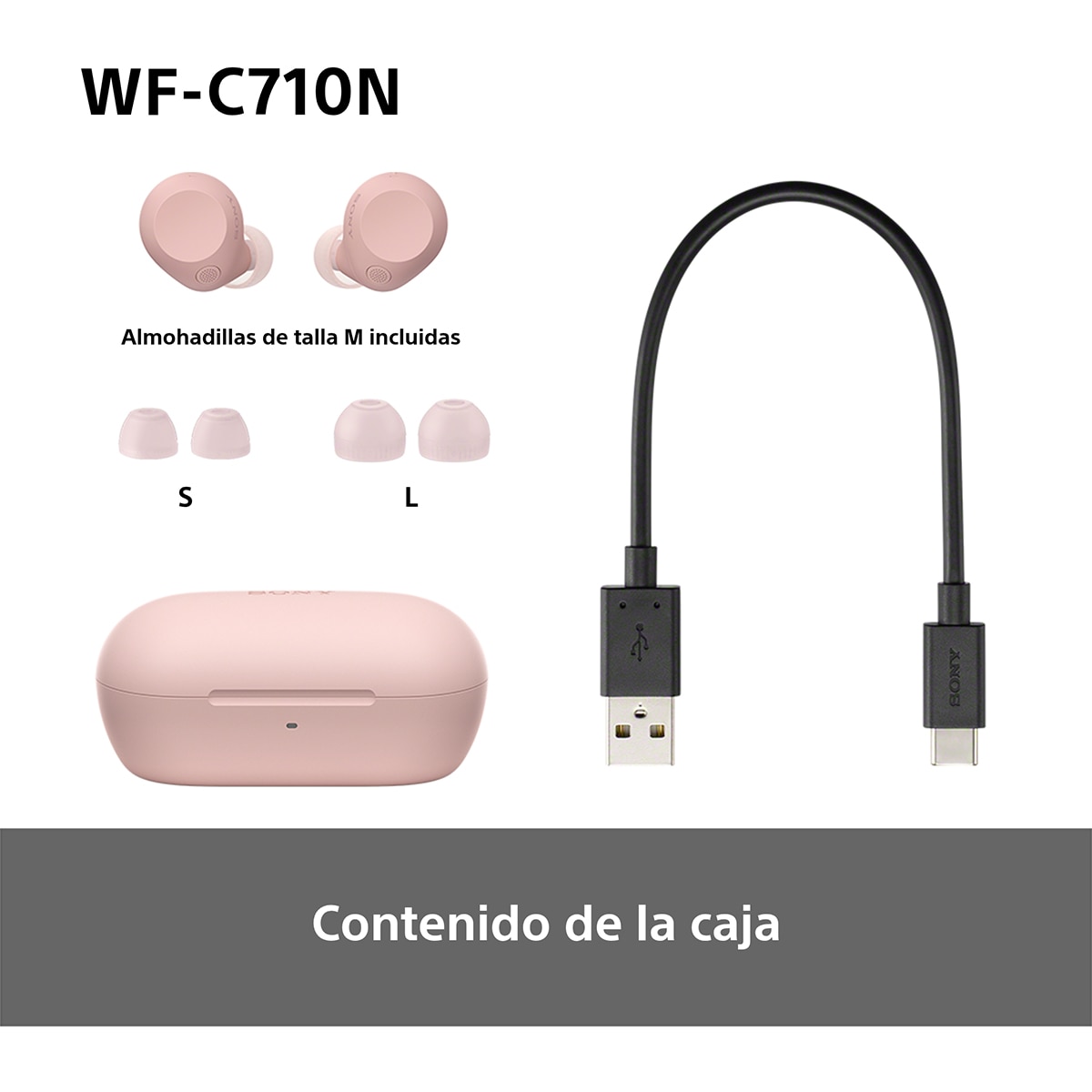 Sony WF-C710N Auriculares Inalámbricos, Cancelación de ruido, táctiles, Multipunto, IPX4, 40h. de batería, iOS, Android y PC - Rosa Rosa-13