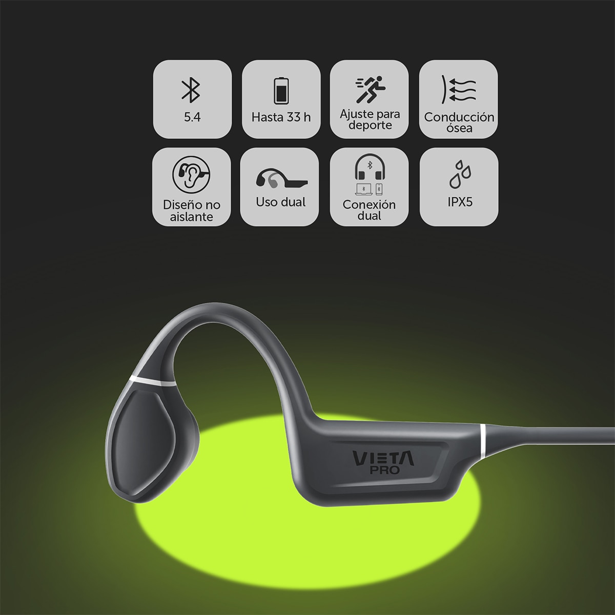 Imagen 6 de Auricular de conducción ósea Vieta Pro Bone Dual Plus inalámbrico - Negro Negro